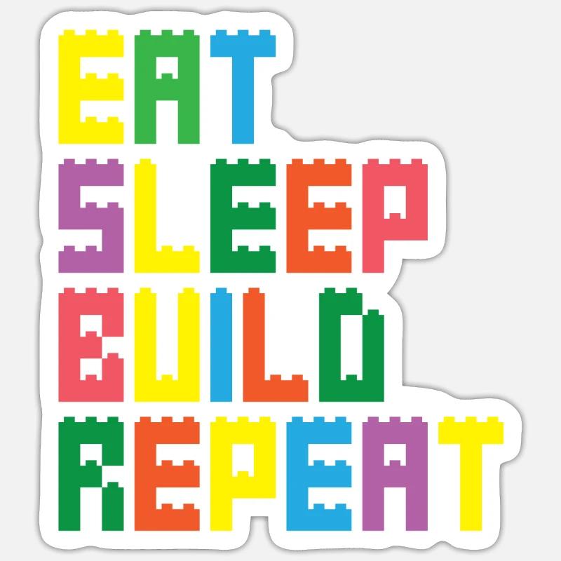 Enfants Blocs de construction Briques Jouets Blocs de serrage - Sticker taille S (10 x 10 cm) - blanc mat
