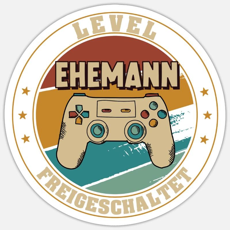 Level Ehemann Freigeschaltet Bräutigam - Sticker Größe S (10 x 10 cm) - Mattweiß