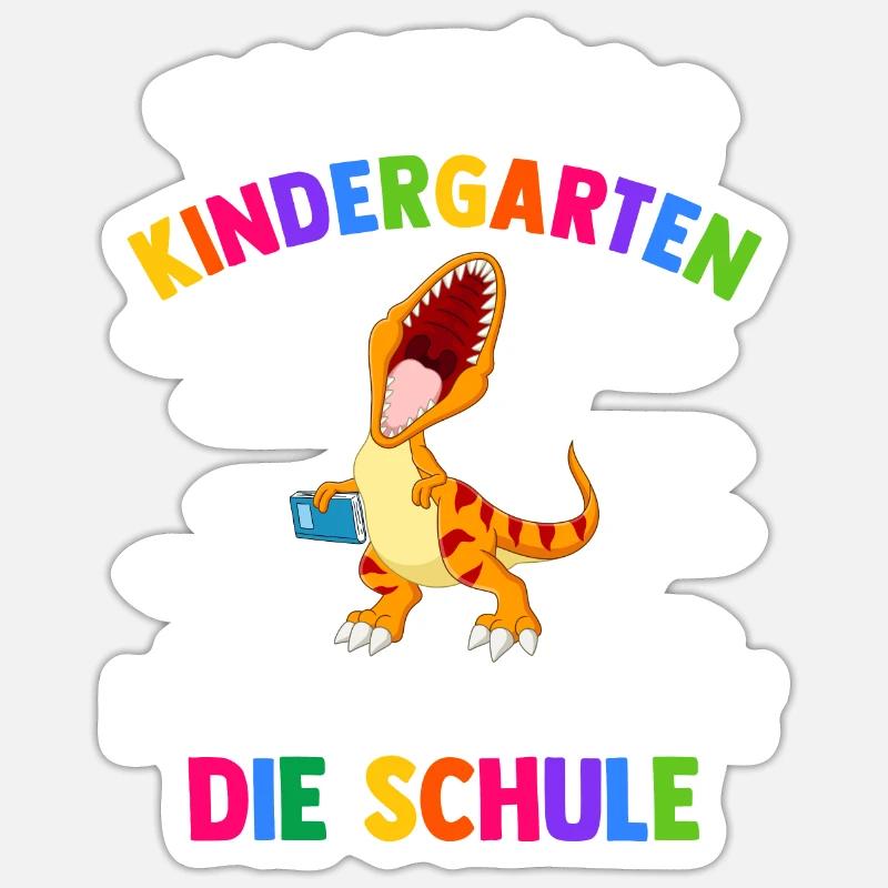 Bye Kindergarten Einschulung Schulkind Dinosaurier - Sticker Größe S (10 x 10 cm) - Mattweiß