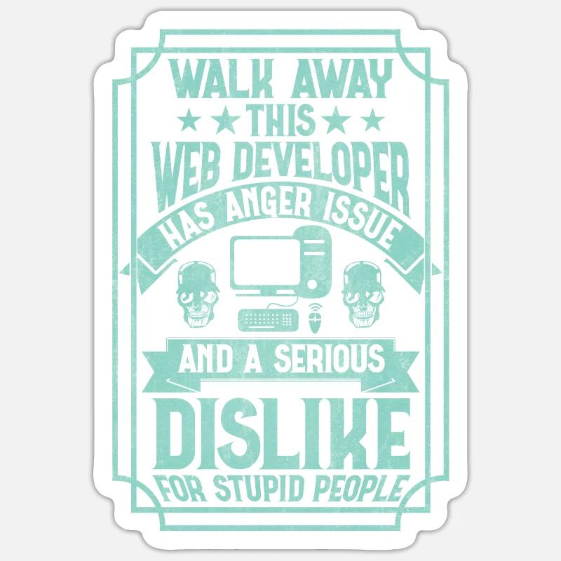 Funny Programmer Web Developer Funny - Sticker Größe S (10 x 10 cm) - Mattweiß
