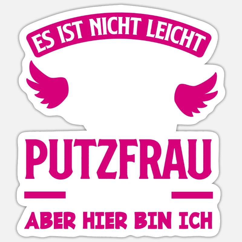 Putzfrau Engel Geschenk - Sticker Größe S (10 x 10 cm) - Mattweiß