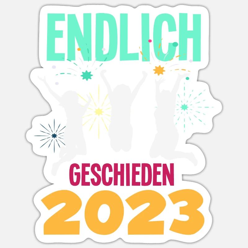Endlich Geschieden 2023 Scheidungsparty - Sticker Größe S (10 x 10 cm) - Mattweiß