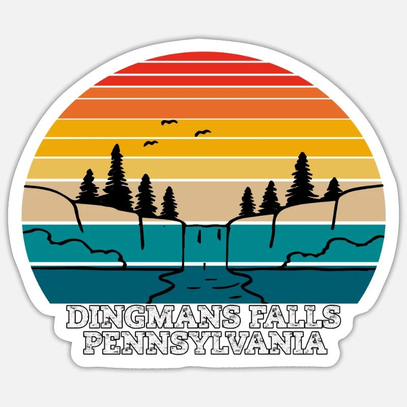 Dingmans Falls Pennsylvanie - Sticker taille S (10 x 10 cm) - blanc mat