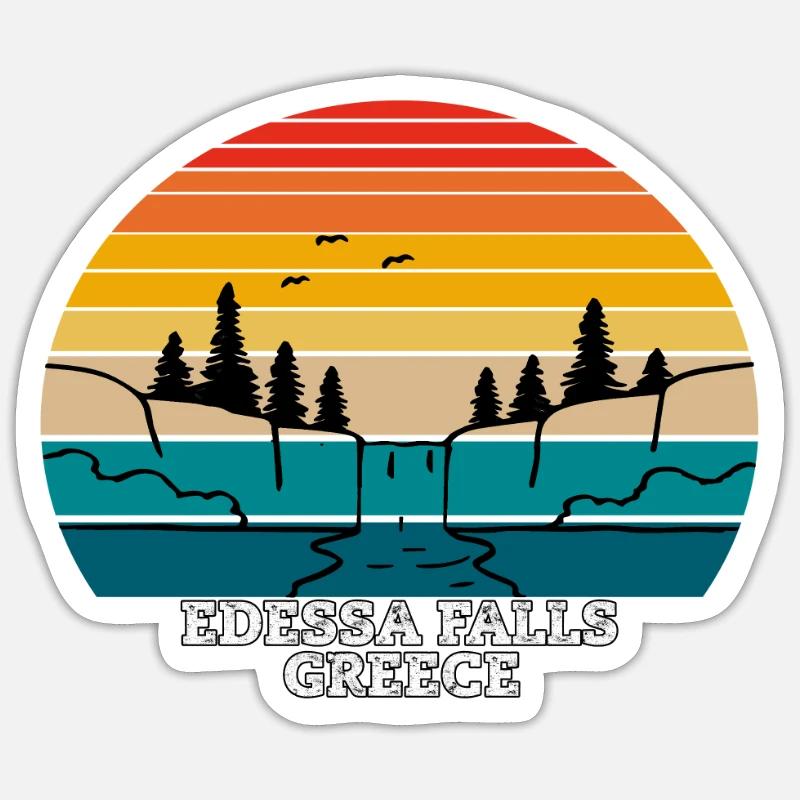 Edessa Falls Grèce - Sticker taille S (10 x 10 cm) - blanc mat
