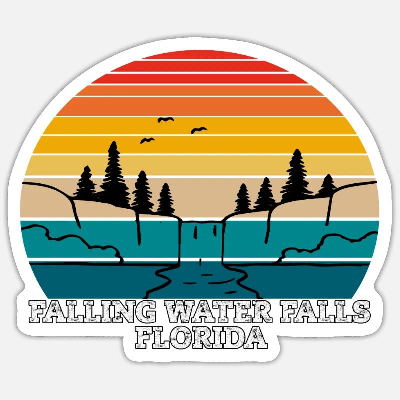 Falling Water Falls Florida - Sticker Größe S (10 x 10 cm) - Mattweiß
