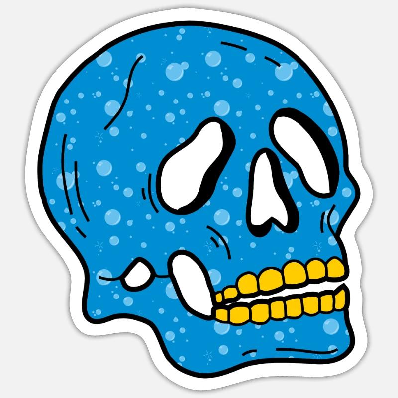 Blue bubbles skull - Sticker size S (10 x 10 cm) - white matte