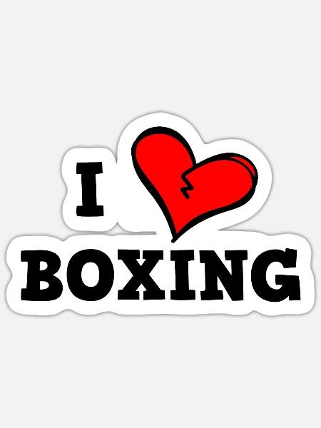 Ich liebe Boxen - Sticker Größe S (10 x 10 cm) - Mattweiß