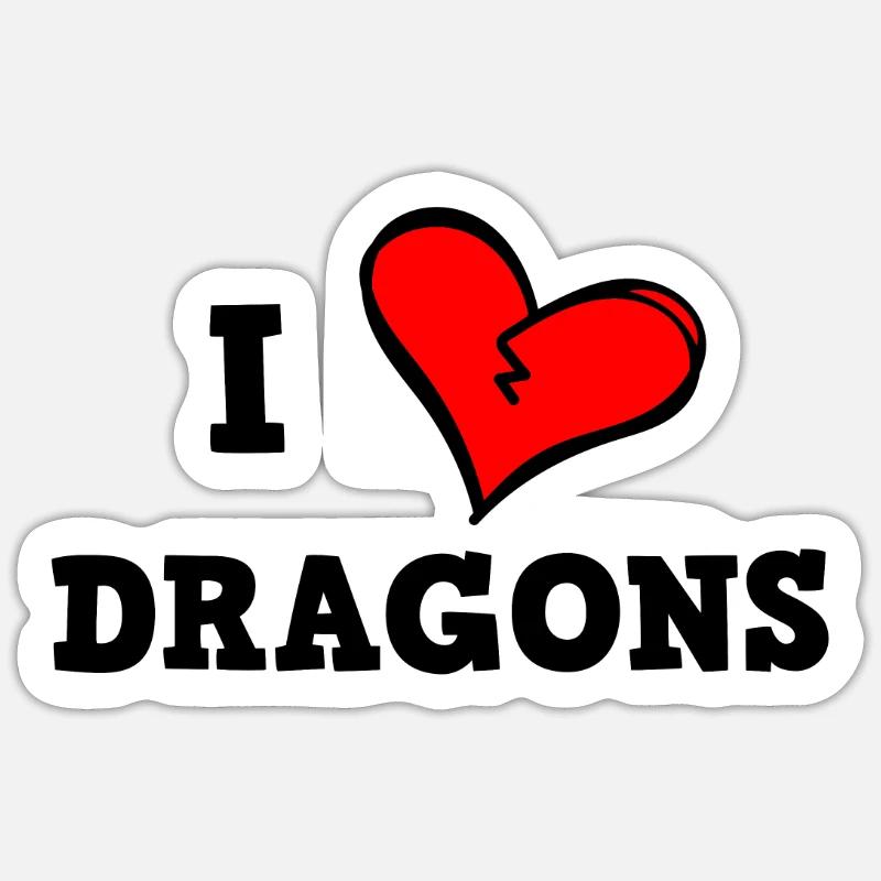J’aime les dragons - Sticker taille S (10 x 10 cm) - blanc mat