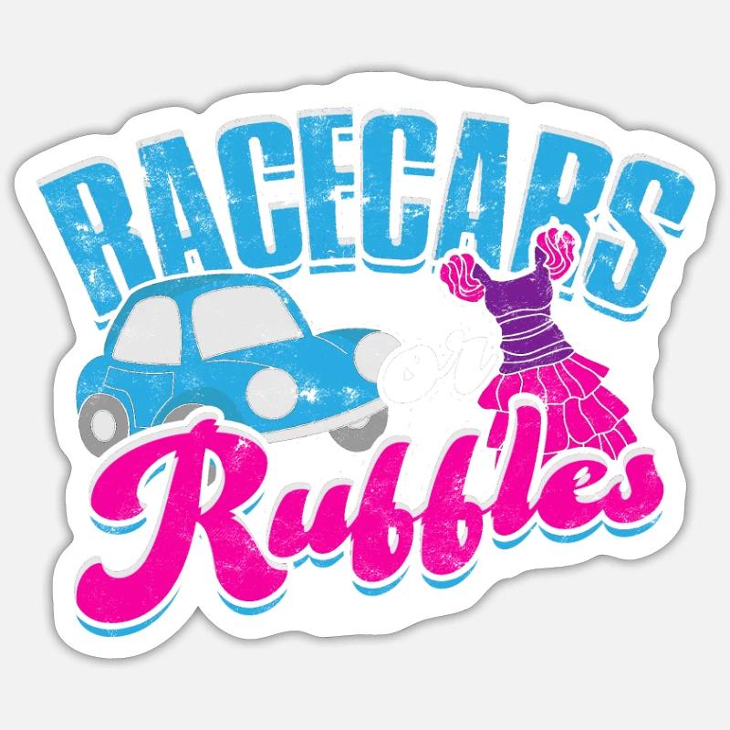 Rennwagen oder Rüschen - rosa oder blau Sticker Größe S (10 x 10 cm)