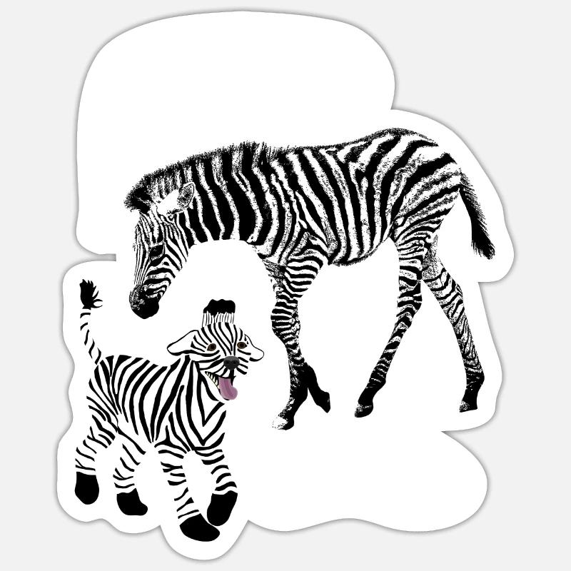 Dog with Zebra Pattern, Poodle Zebra Funny Crazy Sticker size S (10 x 10 cm)
