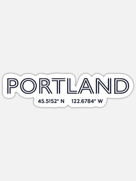USA Stadt Koordinaten - Portland - Sticker Größe S (10 x 10 cm) - Mattweiß