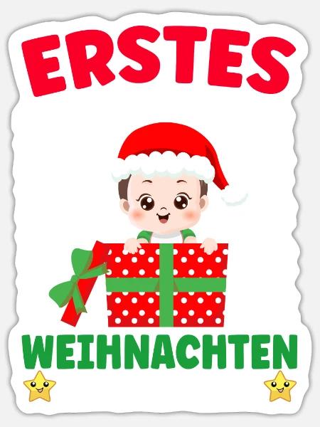 Erstes Weihnachten in Mamas Bauch Weihnachten - Sticker Größe S (10 x 10 cm) - Mattweiß