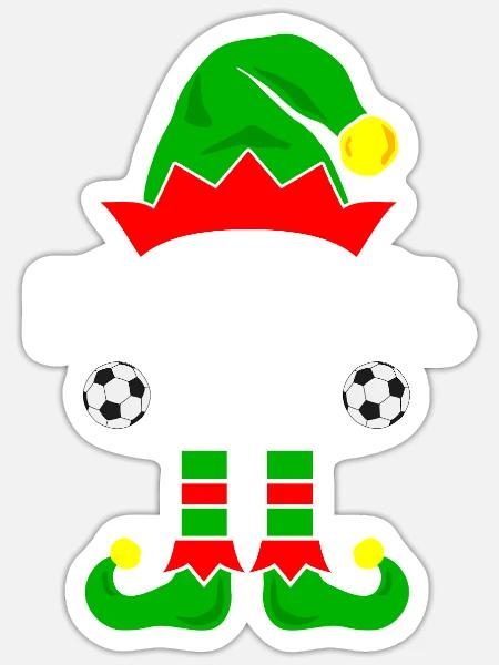 Fussball Elf Weihnachtsoutfit Familie Partnerlook - Sticker Größe S (10 x 10 cm) - Mattweiß