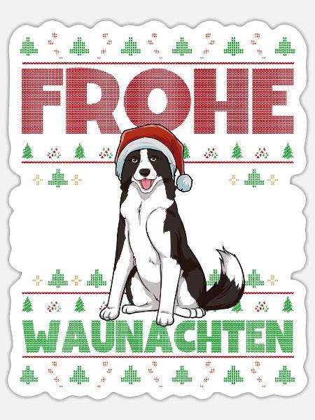 Frohe Weihnachten Border Collie - Sticker Größe S (10 x 10 cm) - Mattweiß