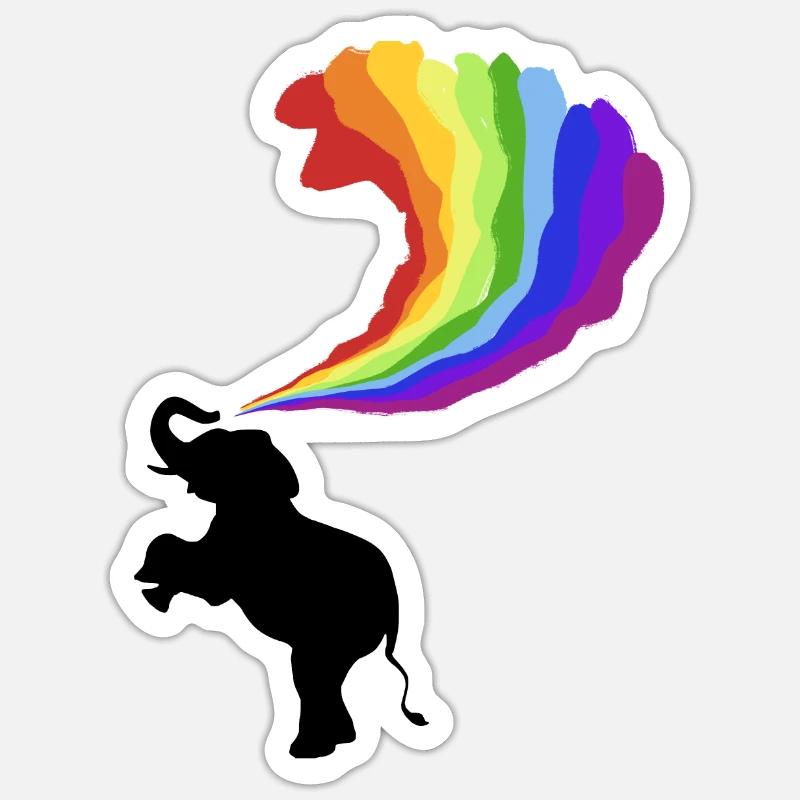 Elefant Elephant Regenbogen Regenbogenfarben Sticker Größe S (10 x 10 cm)