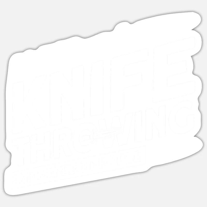 Messerwurfscheibe Geschenk Messerwerfer - Sticker Größe S (10 x 10 cm) - Mattweiß