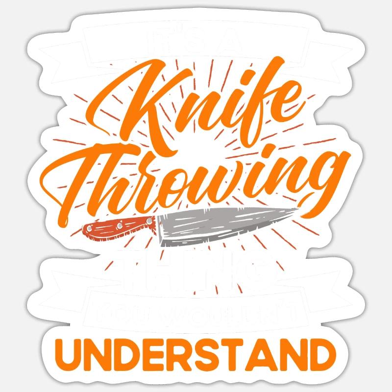 Messerwurfscheibe Geschenk Messerwerfer Sticker Größe S (10 x 10 cm)