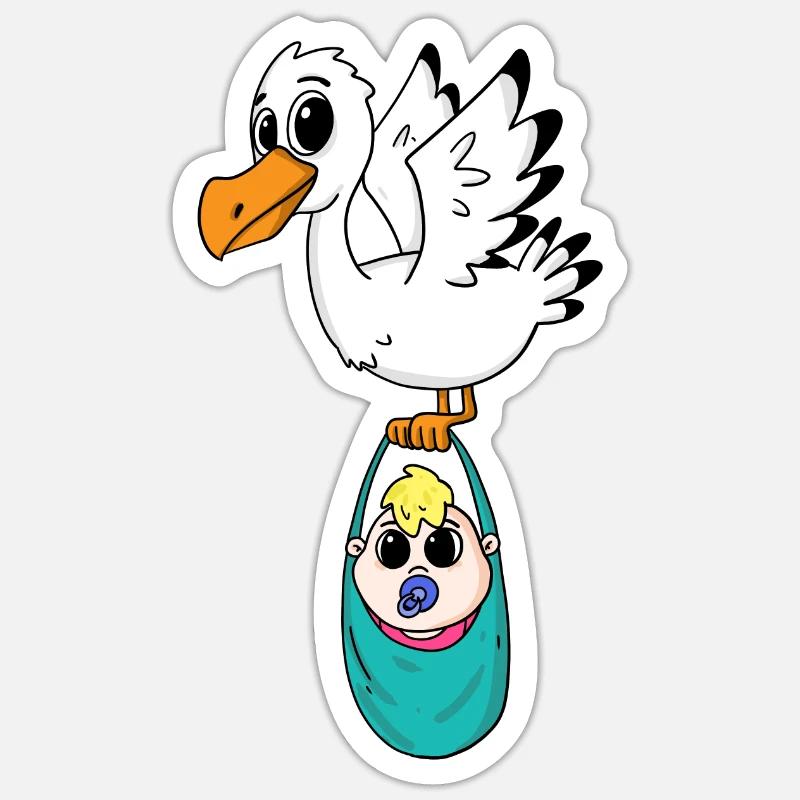 Oiseau avec grossesse de bébé - Sticker taille S (10 x 10 cm) - blanc mat
