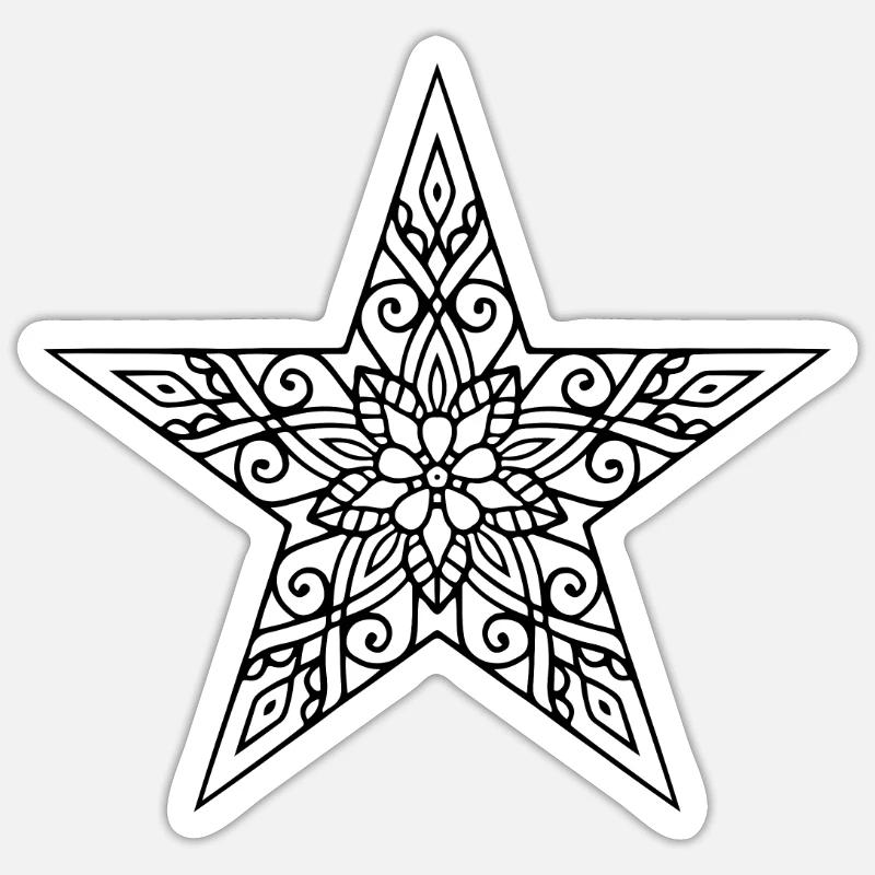 Mandala étoilé - Sticker taille S (10 x 10 cm) - blanc mat