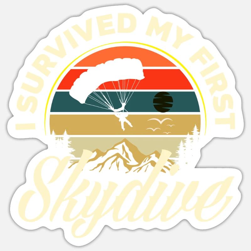First Parachute Jump Skydiving - Sticker size S (10 x 10 cm) - white matte