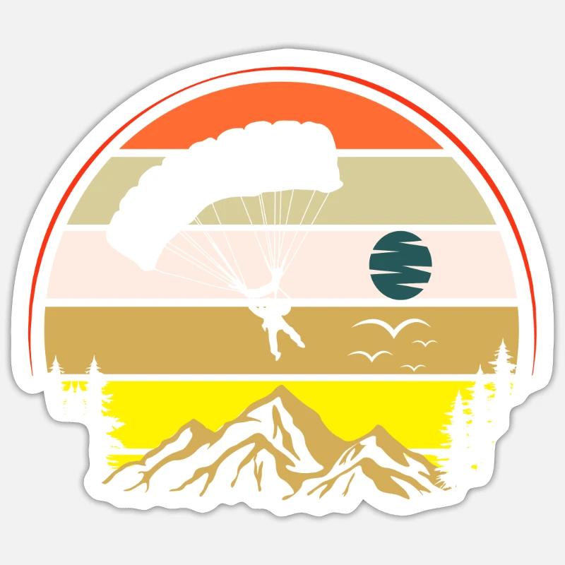 Rétro Parachutisme - Sticker taille S (10 x 10 cm) - blanc mat