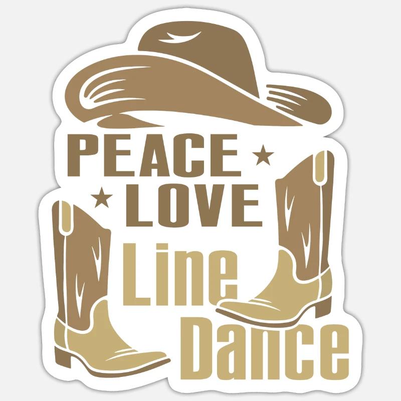 Line Dancing Cowboy Texas Line Dance Cadeau - Sticker taille S (10 x 10 cm) - blanc mat