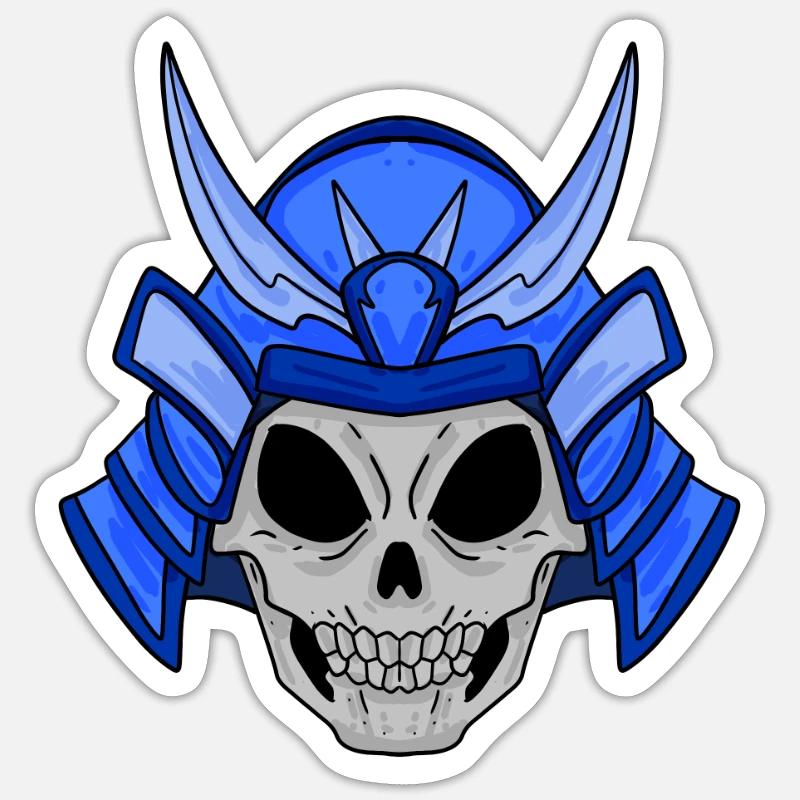 Crâne de samouraï - Sticker taille S (10 x 10 cm) - blanc mat