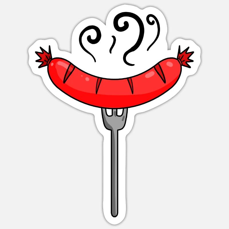 Wurst Currywurst Fleisch Bratwurst Grillwurst Sticker Größe S (10 x 10 cm)