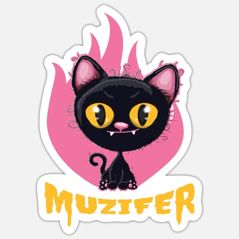 Muzifer Devil Lutzifer Chaton - Sticker taille S (10 x 10 cm) - blanc mat