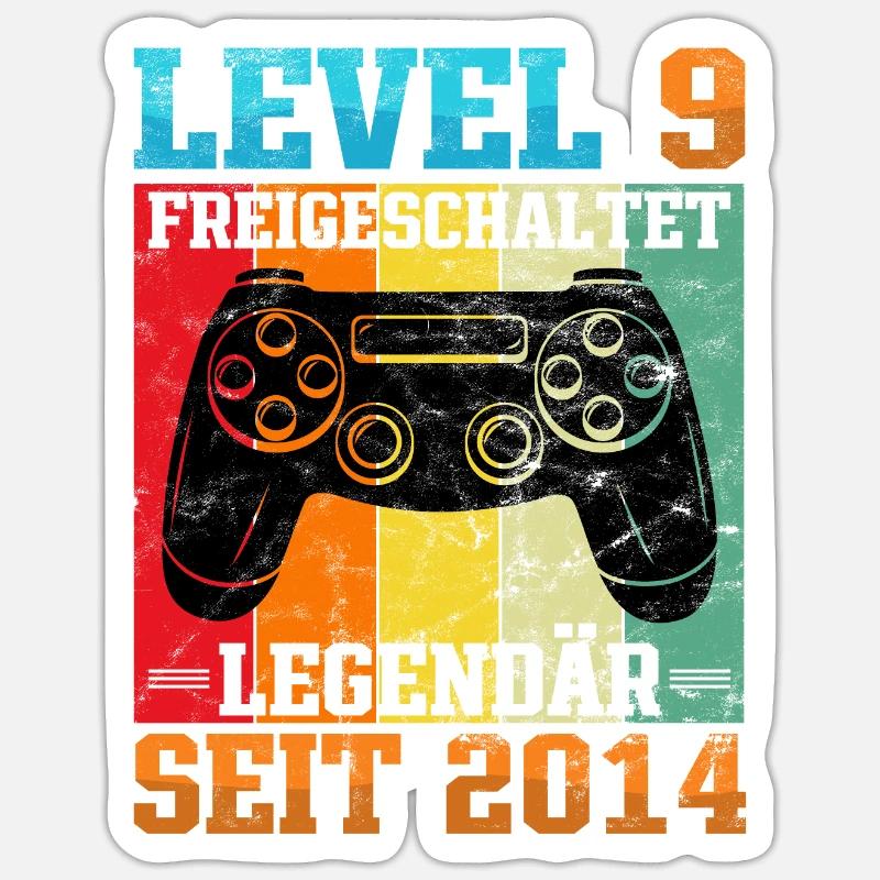 Gaming Geburtstag 2014 Level 9 - Sticker Größe S (10 x 10 cm) - Mattweiß