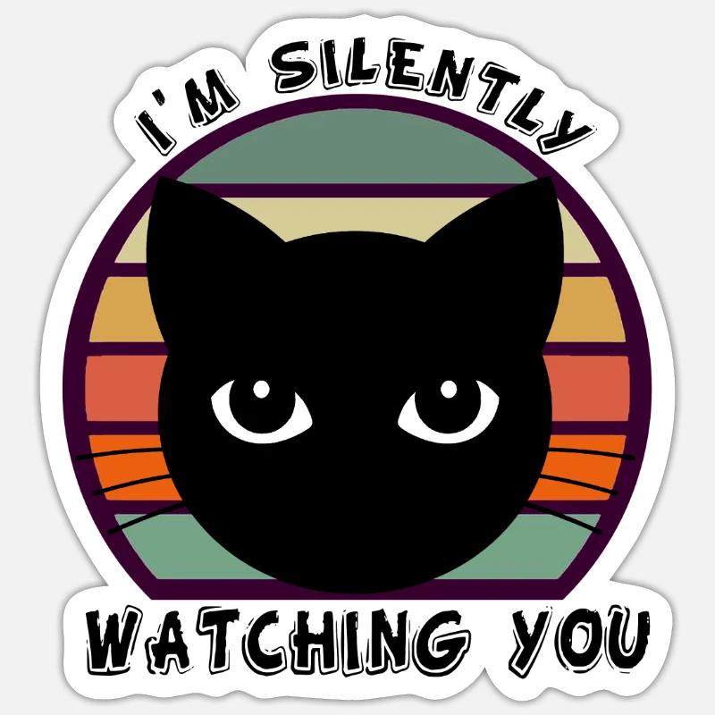 Drôle de chat - Sticker taille S (10 x 10 cm) - blanc mat