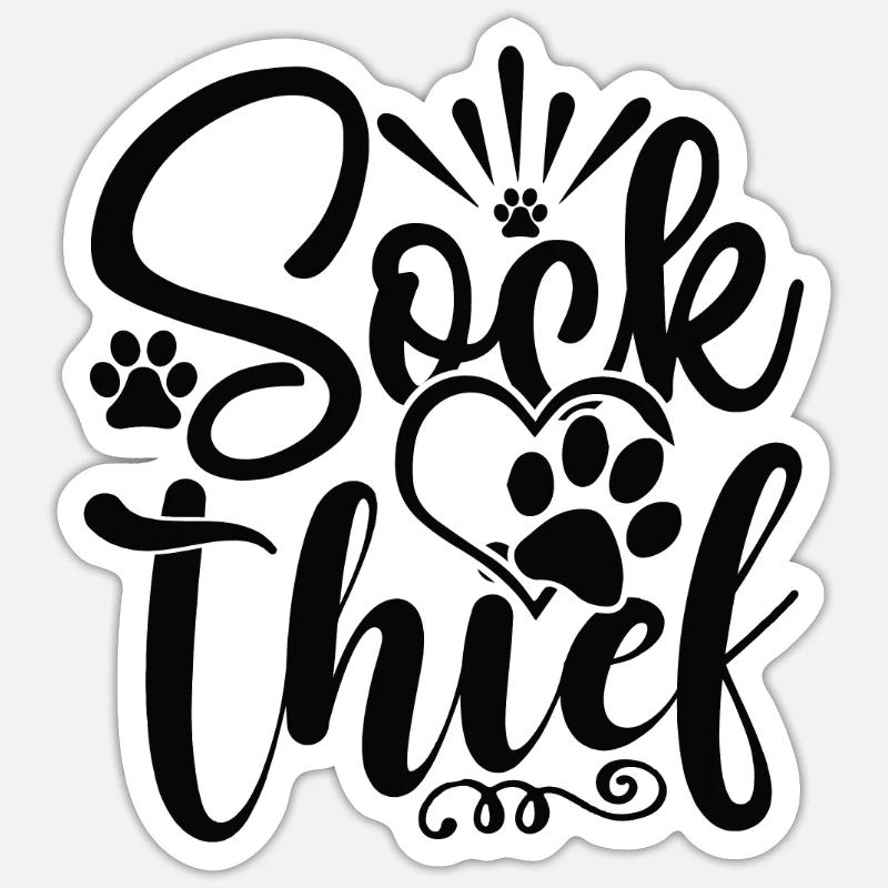 Sock Thief - Sticker size S (10 x 10 cm) - white matte
