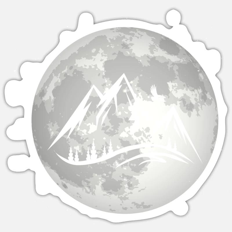 Full Moon - Mountain - - Sticker size S (10 x 10 cm) - white matte