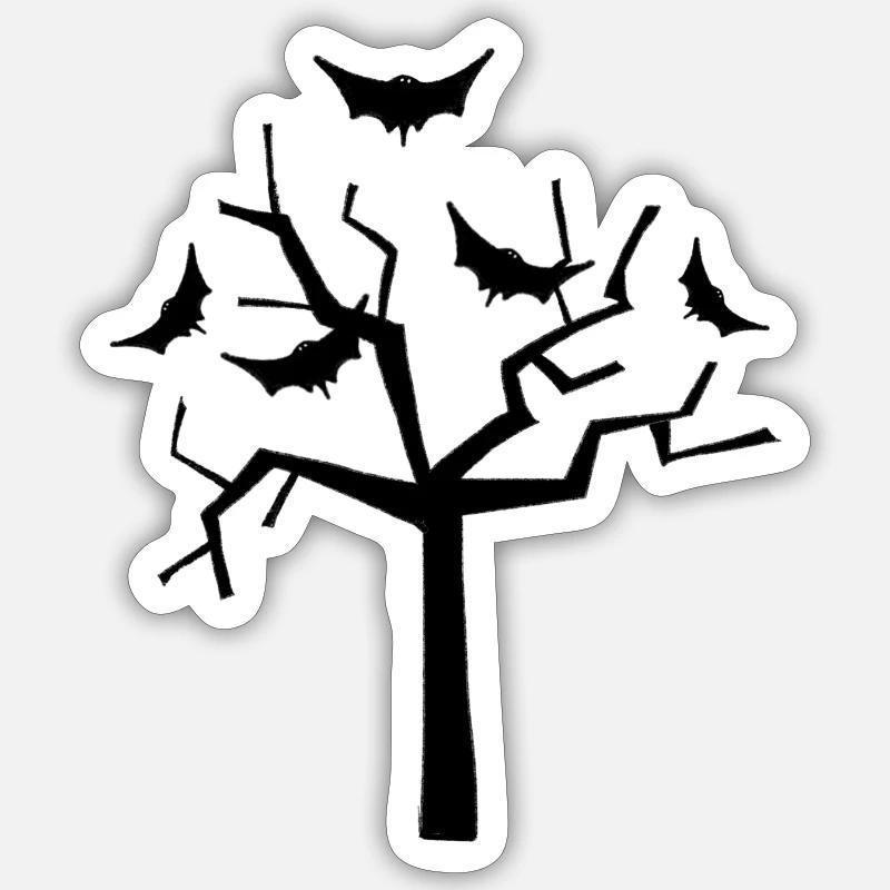 Halloween bat tree - Sticker size S (10 x 10 cm) - white matte