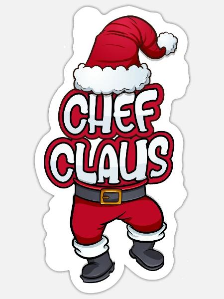 Chef Claus Weihnachtsmann Kostüm Familien Outfit - Sticker Größe S (10 x 10 cm) - Mattweiß