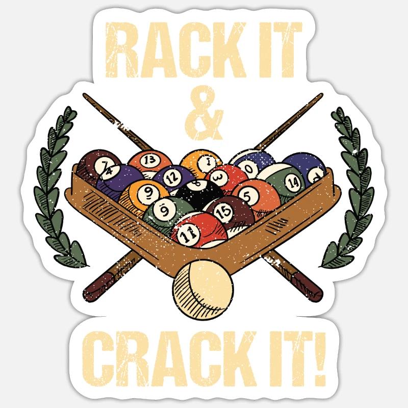 Snooker Pool Billard - Sticker Größe S (10 x 10 cm) - Mattweiß