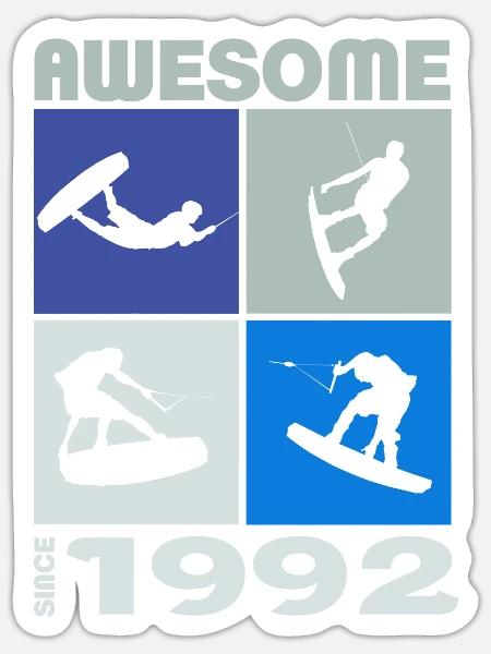 Awesome since 1992. Wakeboard Lifestyle - Sticker Größe S (10 x 10 cm) - Mattweiß