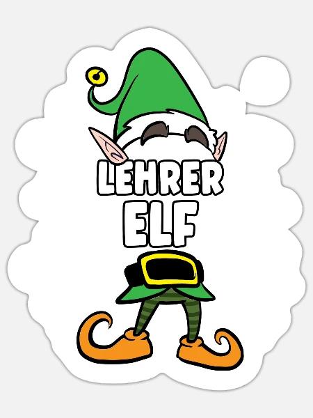 Lehrer Elf Partnerlook Weihnachten - Sticker Größe S (10 x 10 cm) - Mattweiß