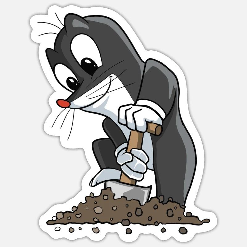 Cute mole digs molehills - Sticker size S (10 x 10 cm) - white matte
