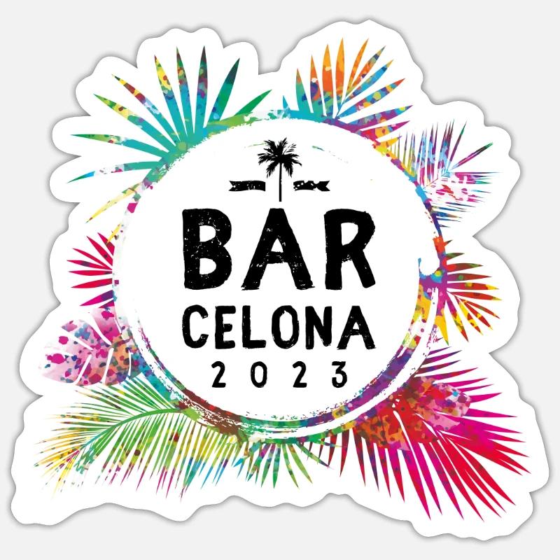 Barcelone 2023 coloré - Sticker taille S (10 x 10 cm) - blanc mat
