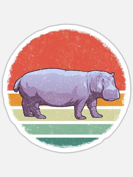 Nilpferd Nilpferde Tier - Sticker Größe S (10 x 10 cm) - Mattweiß