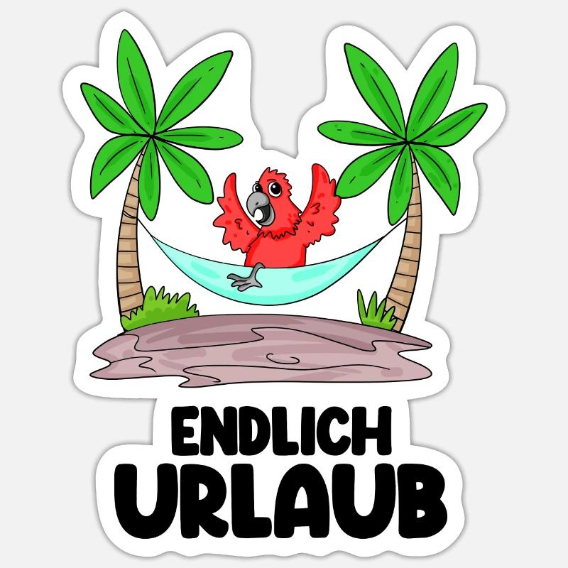 Urlaub Papagei - Sticker Größe S (10 x 10 cm) - Mattweiß