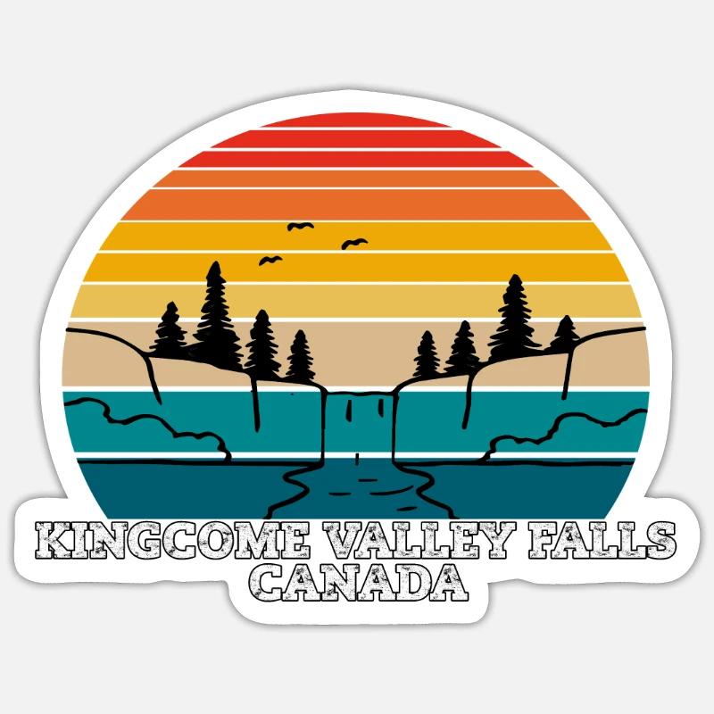 Kingcome Valley Falls Canada - Sticker taille S (10 x 10 cm) - blanc mat