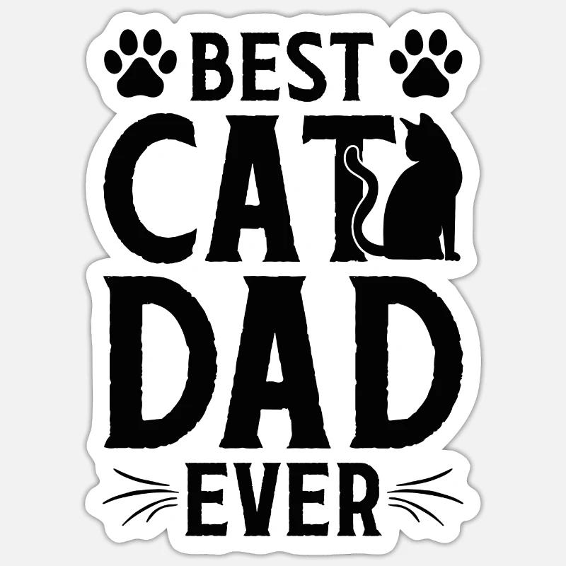 Echte Männer lieben Katzen Katzenmann Katzenvater - Sticker Größe S (10 x 10 cm) - Mattweiß