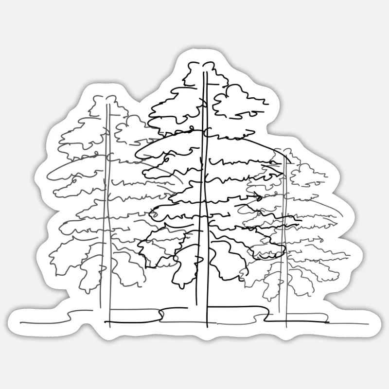 Tree Forest Lineart - Sticker size S (10 x 10 cm) - white matte