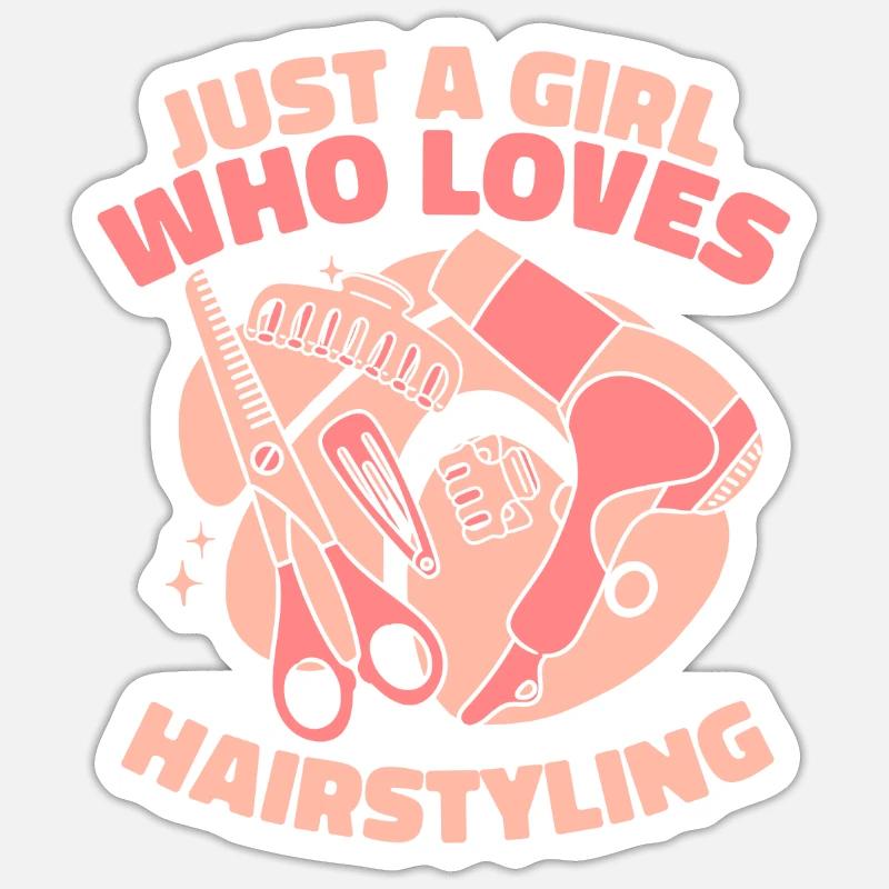 Coiffeuse Coiffeuse Fille - Sticker taille S (10 x 10 cm) - blanc mat