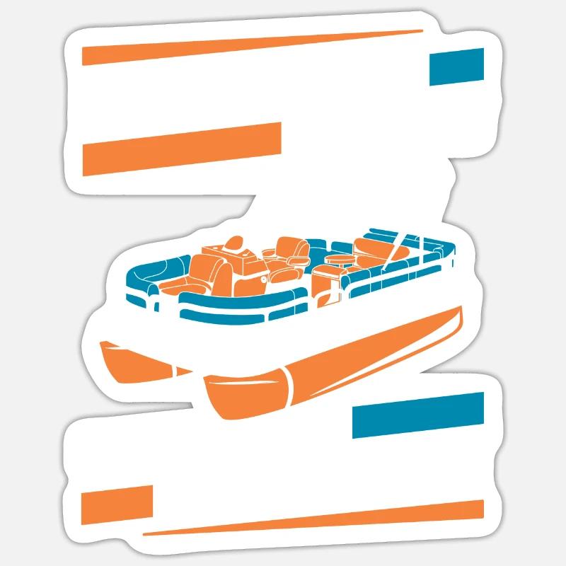 Pontonboot Kapitän Ponton Boote - Sticker Größe S (10 x 10 cm) - Mattweiß
