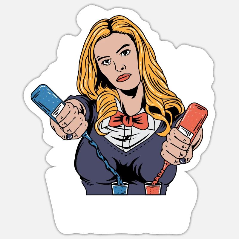 Down in a Cool Bartender Gift Sticker size S (10 x 10 cm)