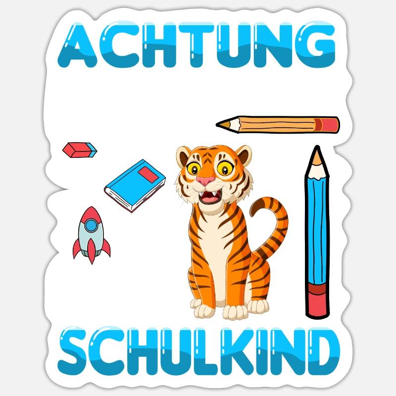 Schulkind Tiger Einschulung 1. Klasse Schule Sticker Größe S (10 x 10 cm)