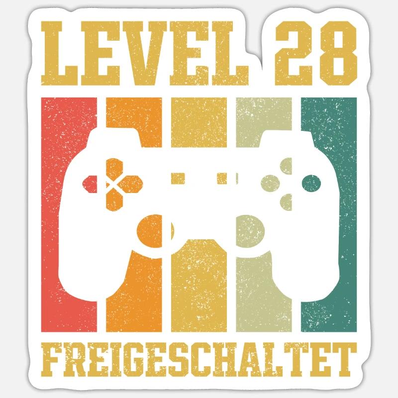 Level 28 freigeschaltet - Sticker Größe S (10 x 10 cm) - Mattweiß